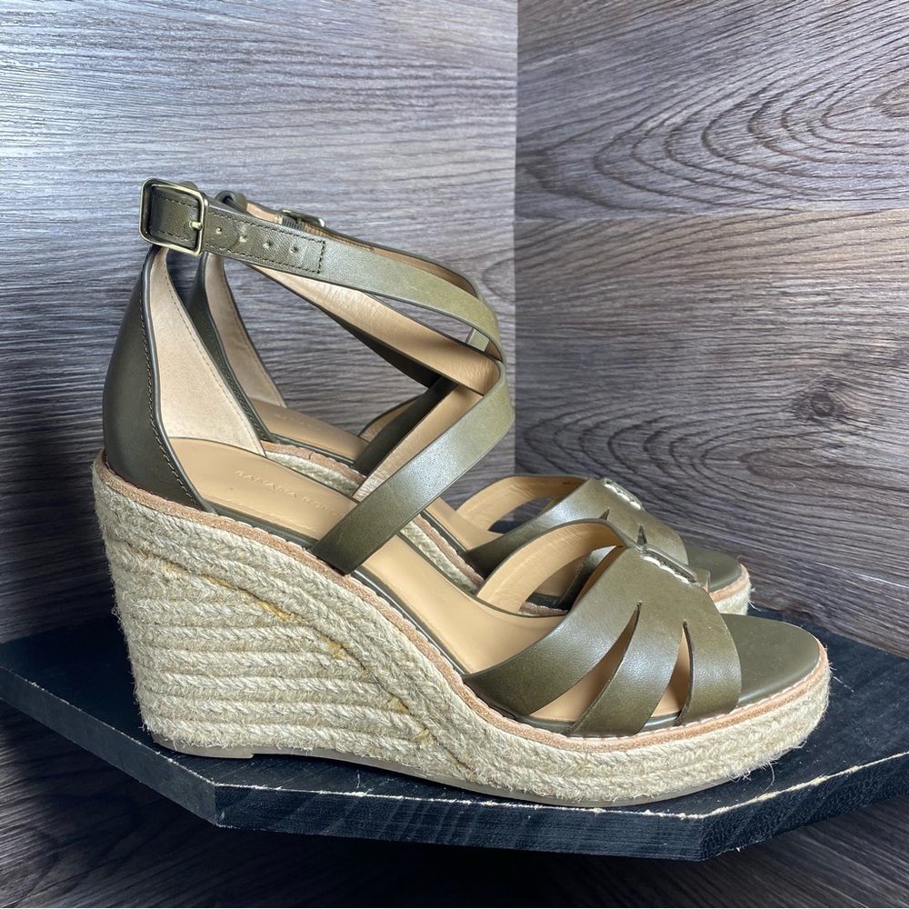 Banana republic wedge leather buckle espadrille sandals - Picture 1 of 7